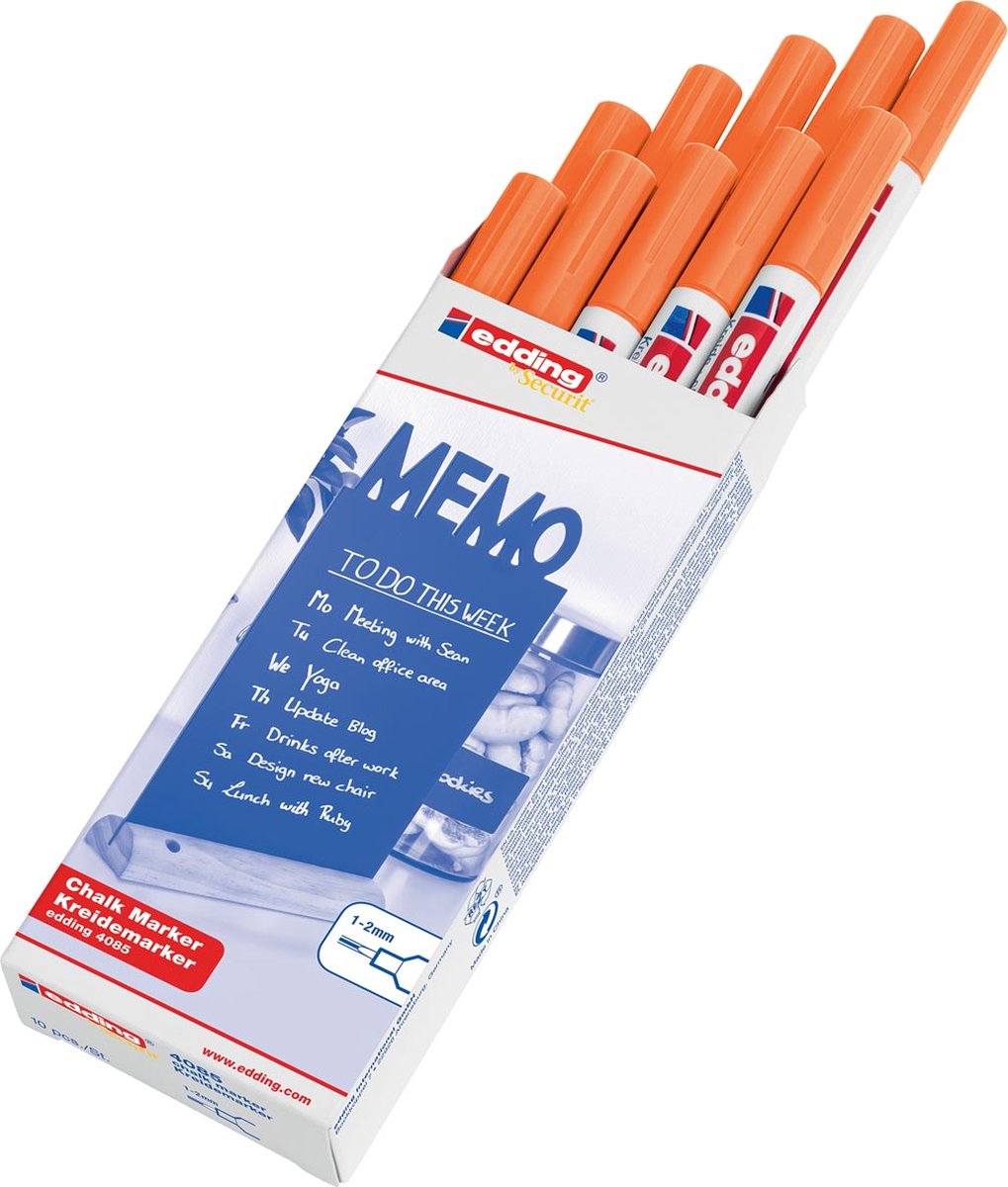 Krijtstift  edding  by Securit 4085 rond 1-2mm neon oranje | 10 stuks